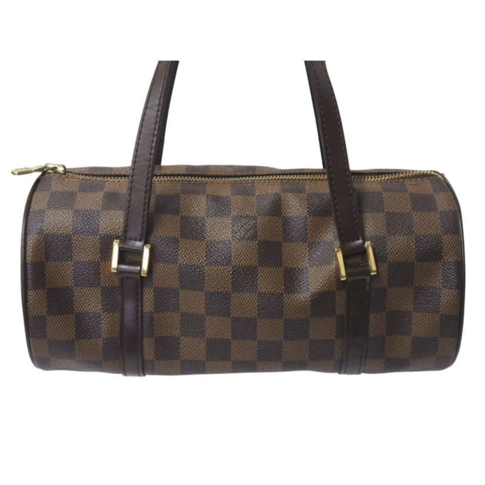 LOUIS VUITTON Papillon Handbag Damier Cylindrical Drum Shaped Ebene Brown - Picture 2 of 8